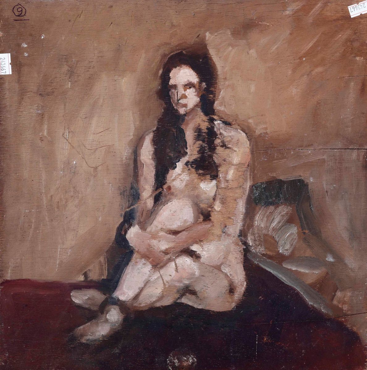 Pittore del XIX-XX Secolo Figura Maschile con Pipa