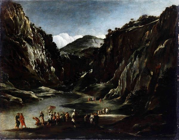 Scuola del XVIII secolo Paesaggio con figure
