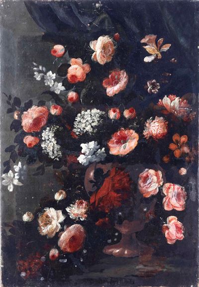 Scuola del XVIII Secolo Natura Morta con Vaso di Fiori