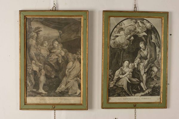 Due incisioni da Correggio, Madonna di San Girolamo e Madonna della Scodella