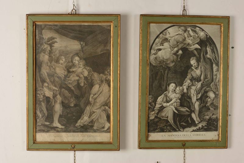 Due incisioni da Correggio, Madonna di San Girolamo e Madonna della Scodella  - Auction A Lombard Property | Cambi Time - Cambi Casa d'Aste