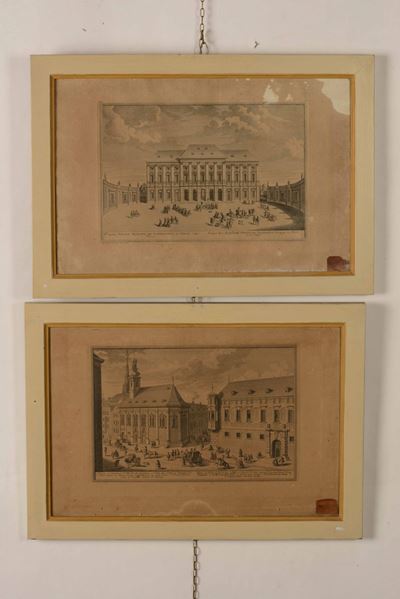 Due Incisioni con Vedute di Palazzi