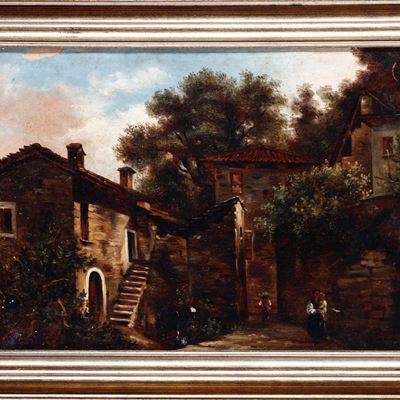 Paesaggio con Alberi e Veduta con Casolari