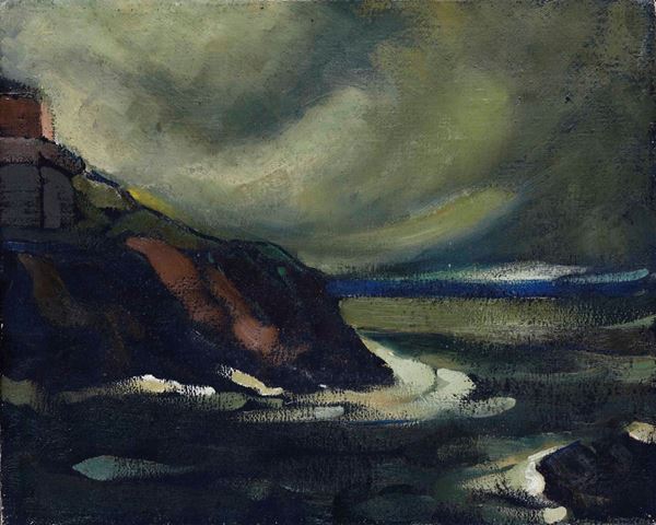 Pittore del XIX-XX secolo Paesaggio costiero