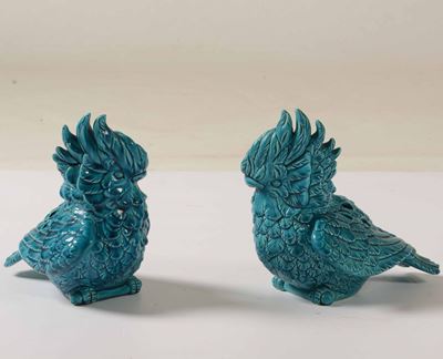 Coppia di Vasi Portafiori a Foggia di Cacatua Collecchio (parma), Manifattura Ferlaro, Seconda Me...