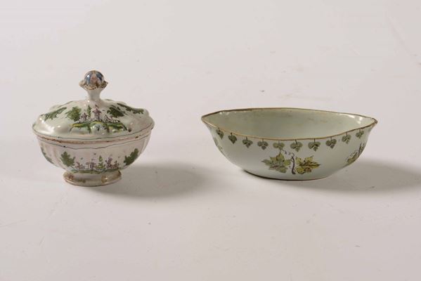 Lotto di una ciotola e una zuppiera, probabilmente Pavia, XVIII-XIX secolo