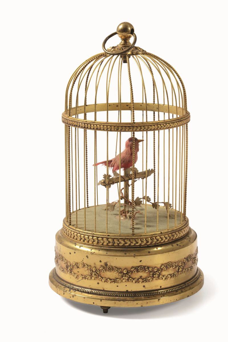 Carillon a foggia di gabbietta con uccellino, Francia XX secolo  - Asta Dimore Italiane - Cambi Casa d'Aste