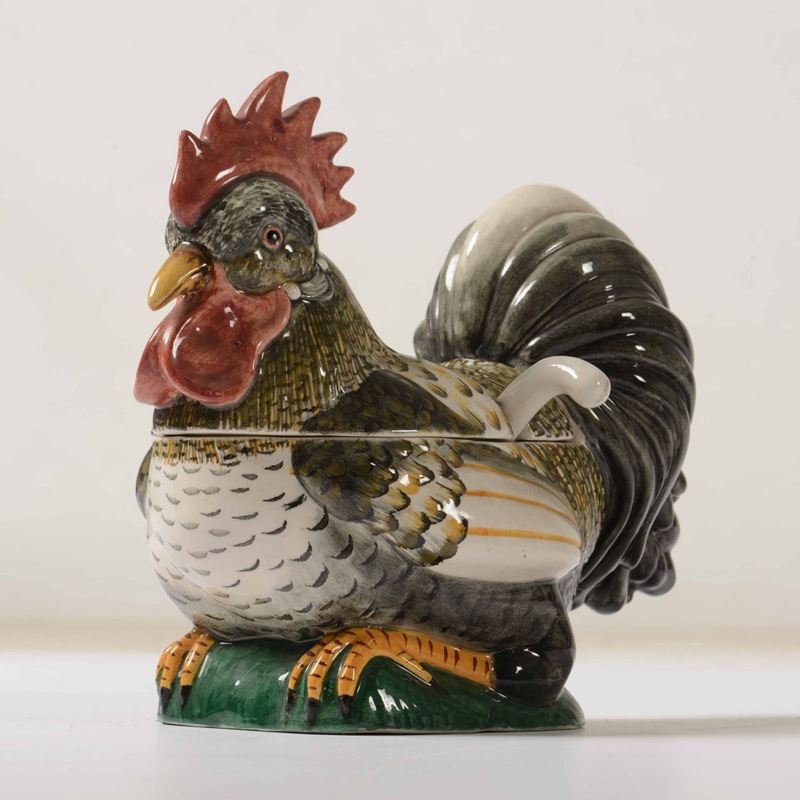 Zuppiera a forma di gallo Nove, XX secolo  - Asta Arredo per la Tavola | Cambi Time - Cambi Casa d'Aste