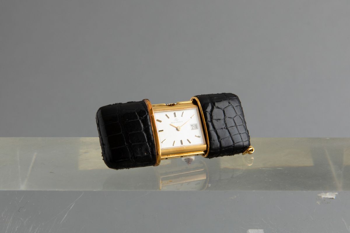 Movado - Ermeto Baby in Acciaio Laminato con Rivestimento in Pelle e Datario