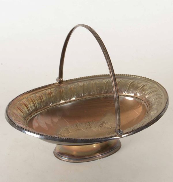 Cestino centrotavola in metallo argentato