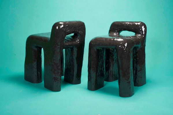 Diego Faivre - Set of 2 Big black chairs made in 1387 minutes