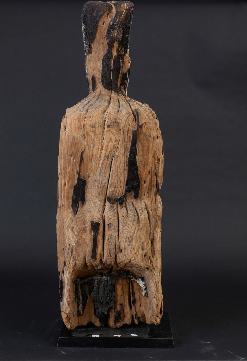 Figura di Wenchang Dijun Scolpita in Legno con Tracce di Policromi, Cina, Dinastia Ming, XVII Sec...