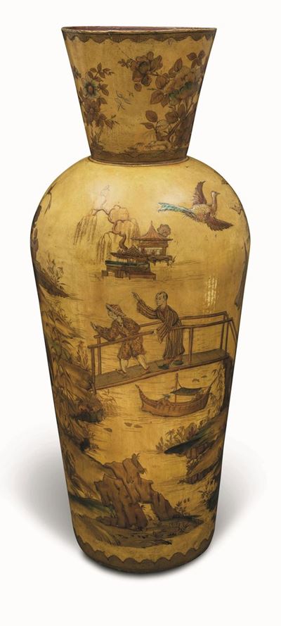 Vaso in Terracotta Dipinta a Chinoiserie. Piemonte (?), XIX Secolo