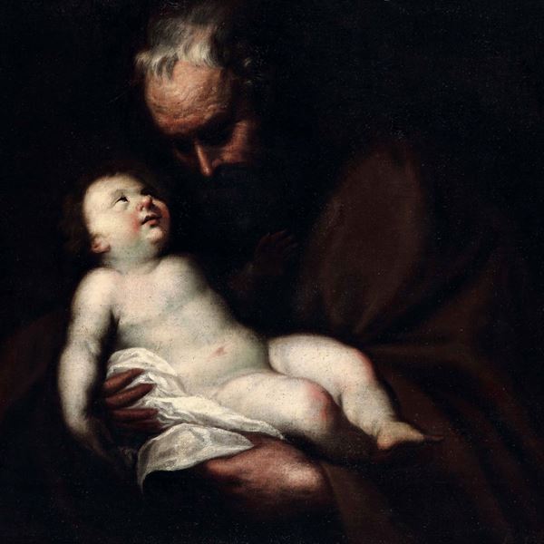 Scuola lombarda del XVII secolo San Giuseppe con il Bambino