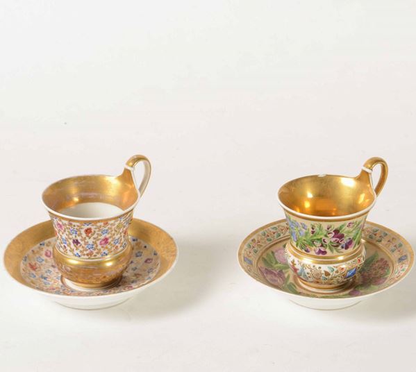 Due tazze con piattino Berlino, XIX secolo