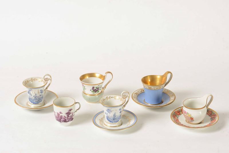 Sei tazze e quattro piattini  - Auction Ceramics | Cambi Time - I - Cambi Casa d'Aste