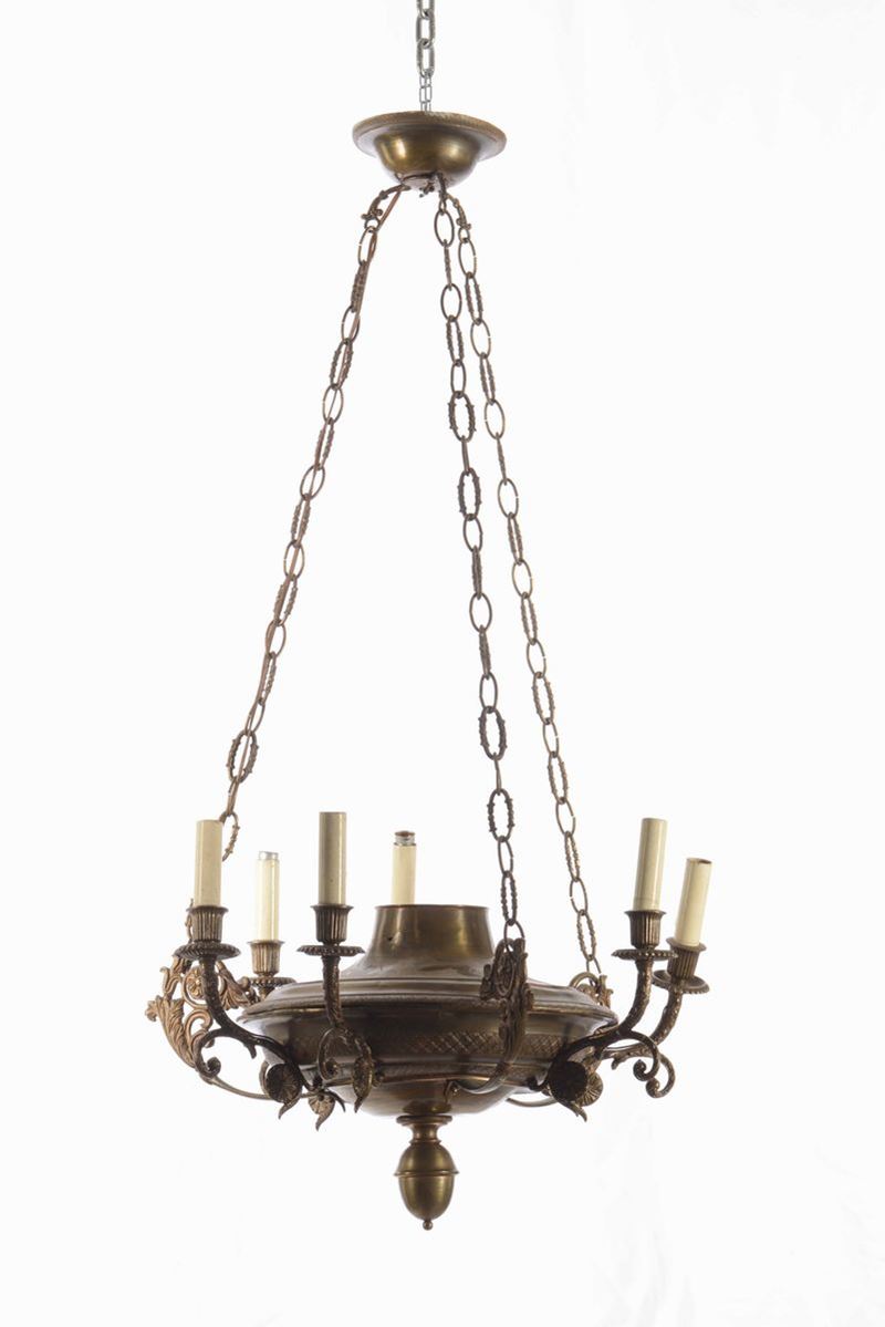 Lampadario in metallo a sei luci  - Asta Una Proprietà Lombarda | Cambi Time - Cambi Casa d'Aste