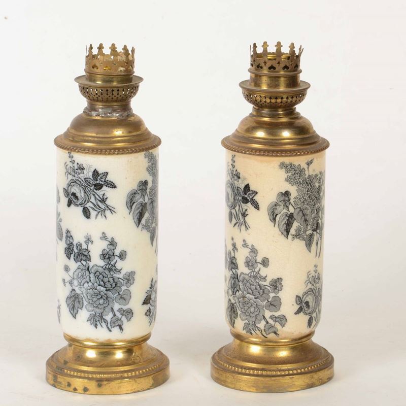 Coppia di vasi in ceramica e metallo montati a lampada  - Auction Majolica, Porcelain and Glass | Cambi Time - Cambi Casa d'Aste