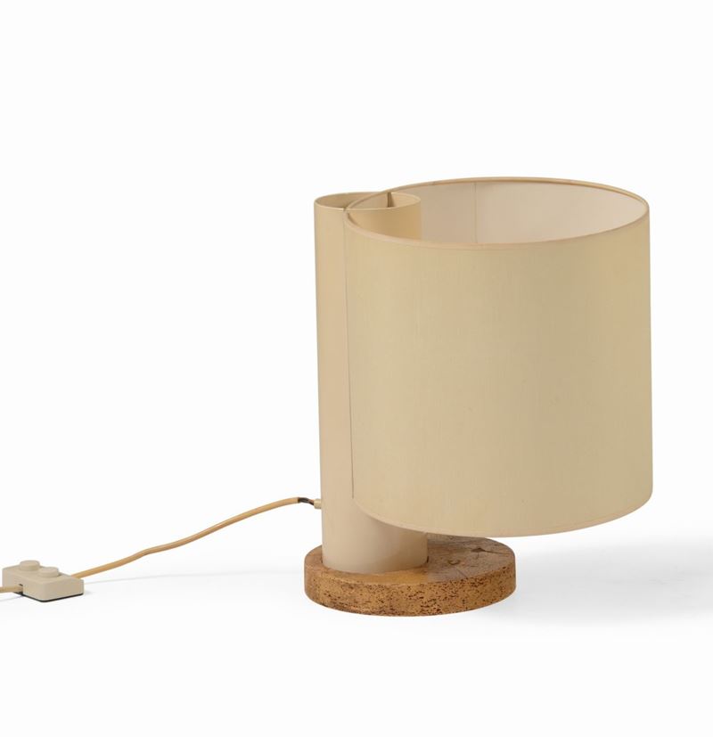 Lampada da tavolo con struttura in metallo e base in sughero  - Asta Design Lab - Cambi Casa d'Aste