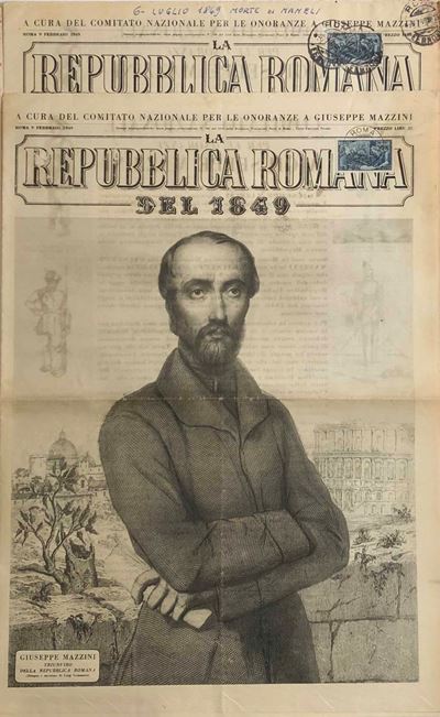 1949, Repubblica Italiana, Due Copie del Giornale "la Repubblica Romana del 1849" di Otto Pagine.