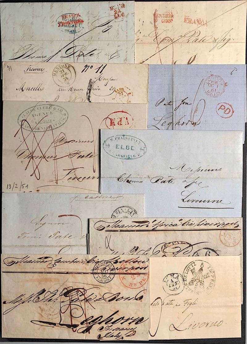 1850/1862, Antichi Stati Italiani, 22 lettere non affrancate e con segni di tassa in arrivo.  - Asta Filatelia e Storia Postale - Cambi Casa d'Aste