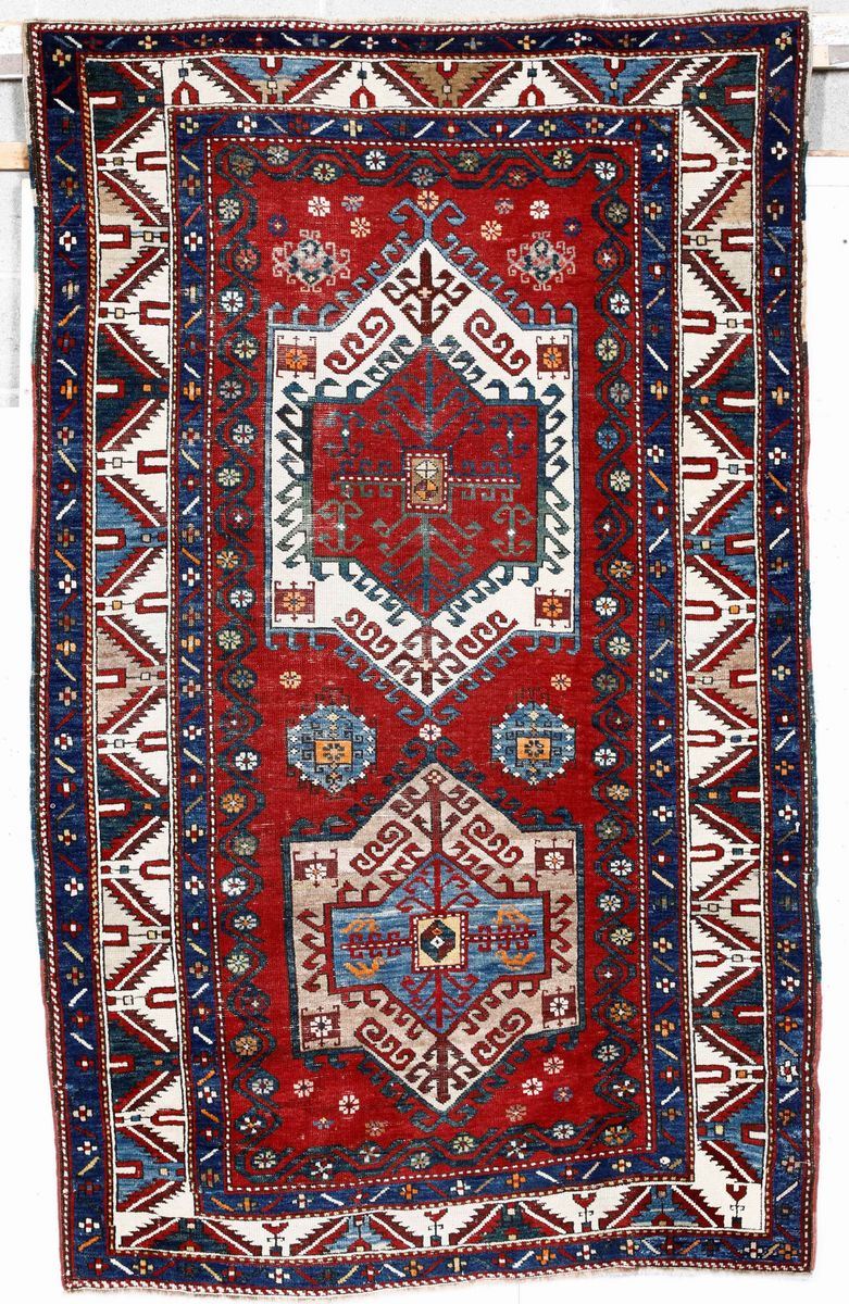Tappeto Kazak, Facrhalo Caucaso fine XIX inizio XX secolo  - Auction Antique Carpets - I - Cambi Casa d'Aste