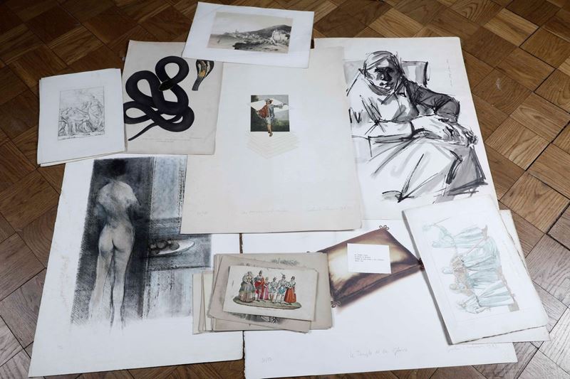Lotto di disegni, stampe e litografie  - Asta Antiquariato Aprile | Cambi Time - Cambi Casa d'Aste
