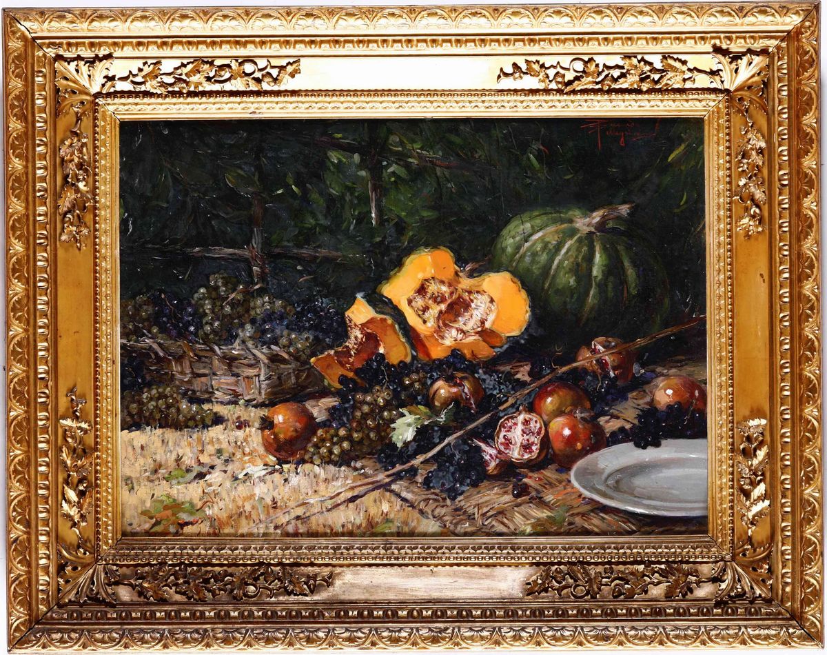 Riccardo Pellegrini - Natura Morta con Zucca e Uva