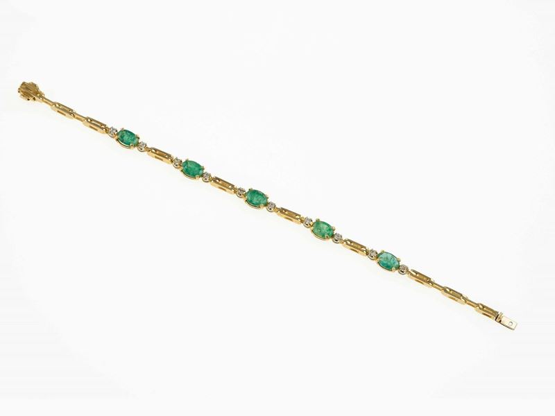 Emerald, diamond and gold bracelet  - Auction Jewels | Cambi Time - Cambi Casa d'Aste