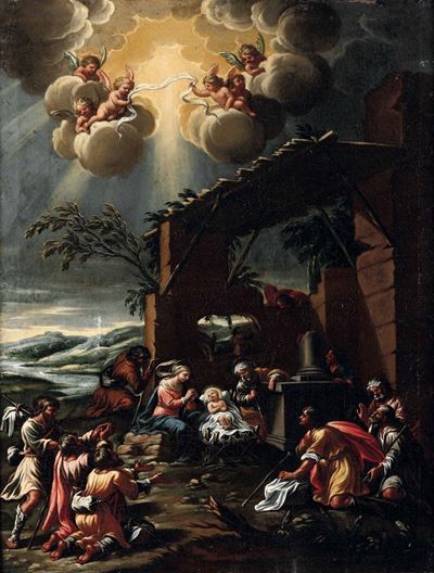 Scuola Veneta del XVII Secolo Miracolo di San Martinoadorazione dei Pastori