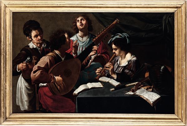 Scuola olandese del XVII secolo Concertino con suonatori