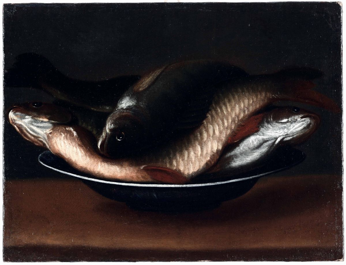 Scuola Lombarda del XVIII Secolo Nature Morte con Pesci