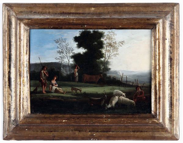 Scuola del XVIII secolo Paesaggi con pastori