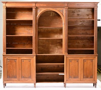 Grande Libreria in Legno a Tre Moduli. XIX-XX Secolo