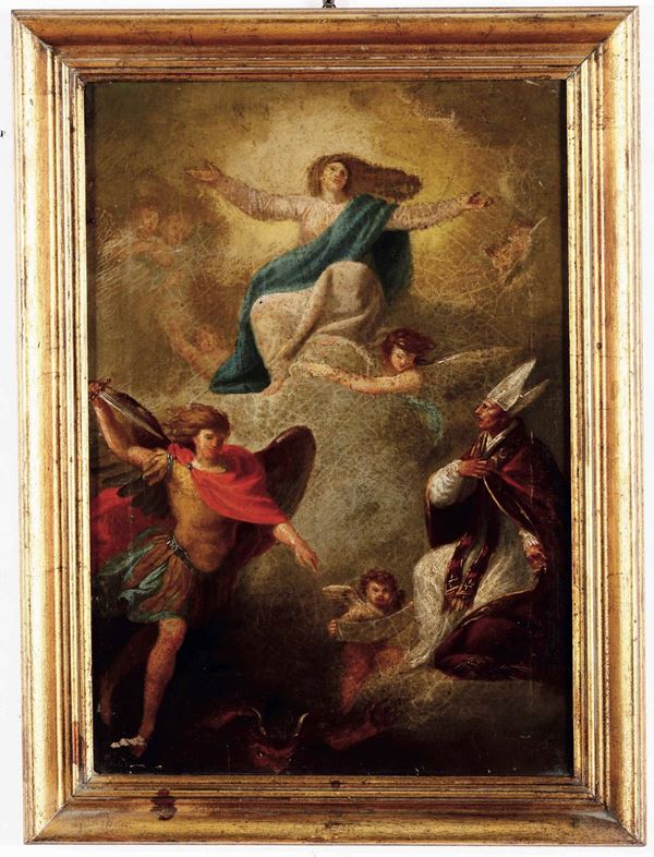 Scuola italiana del XVIII secolo Vergine con santi e angeli