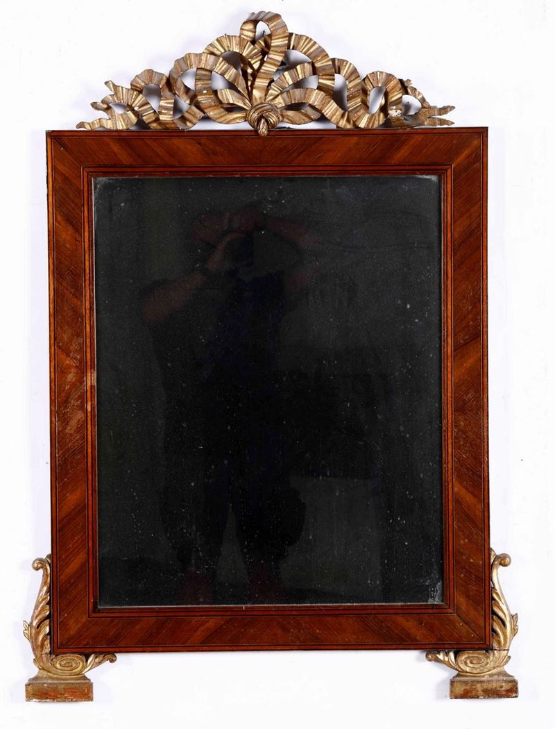 Specchiera in legno lastronato e filettato, XIX secolo  - Auction Fine Art January | Cambi Time - Cambi Casa d'Aste