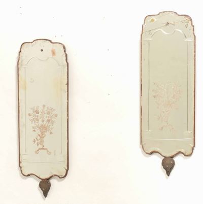 Coppia di Specchiere in Vetro con Decoro a Fiori, XX Secolo