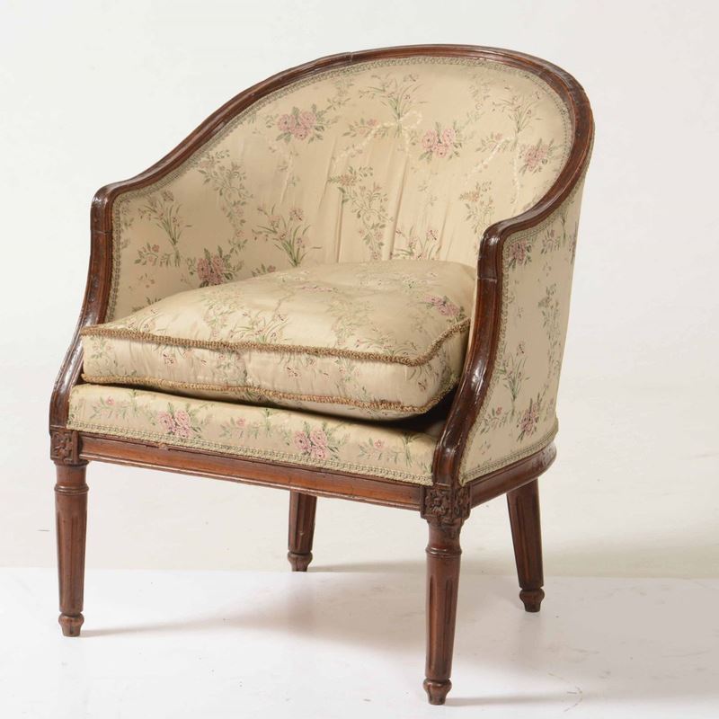 Poltrona a pozzetto in legno intagliato. XVIII-XIX secolo  - Asta Una Proprietà Lombarda | Cambi Time - Cambi Casa d'Aste