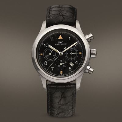 Iwc - Der Fliegercronograph, Cronografo con Datario in Acciaio con Indici al Trizio e Movimento a...