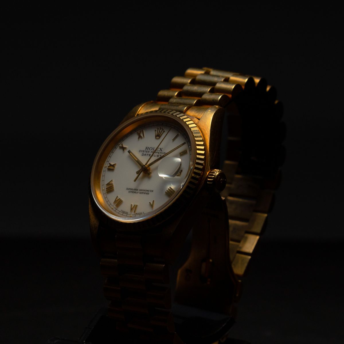Rolex - Datejust Ref 16018 in Oro 18k con Bracciale President e Doppio Quadrante, Bianco con Nume...