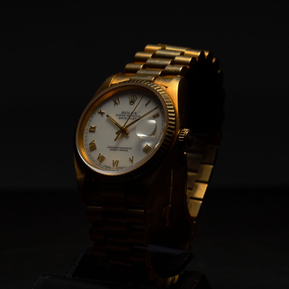 Rolex - Datejust Ref 16018 in Oro 18k con Bracciale President e Doppio Quadrante, Bianco con Nume...