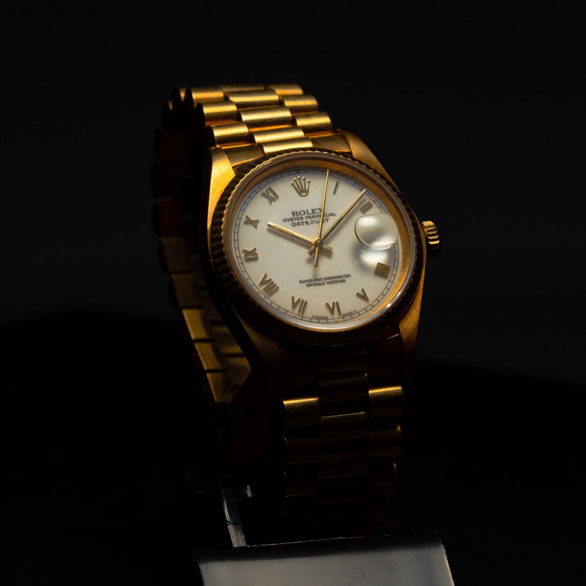 Rolex - Datejust Ref 16018 in Oro 18k con Bracciale President e Doppio Quadrante, Bianco con Nume...