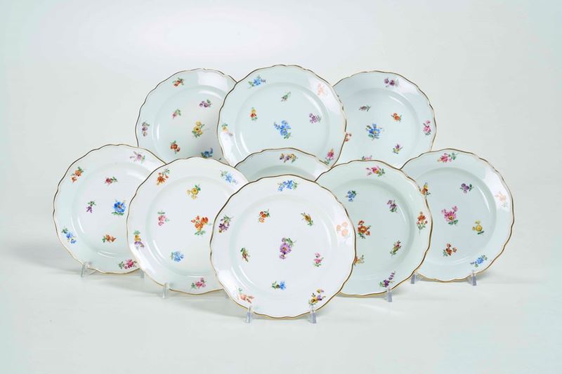 Nove piattini Meissen, seconda metà XX secolo  - Auction tableware | Cambi Time - I - Cambi Casa d'Aste
