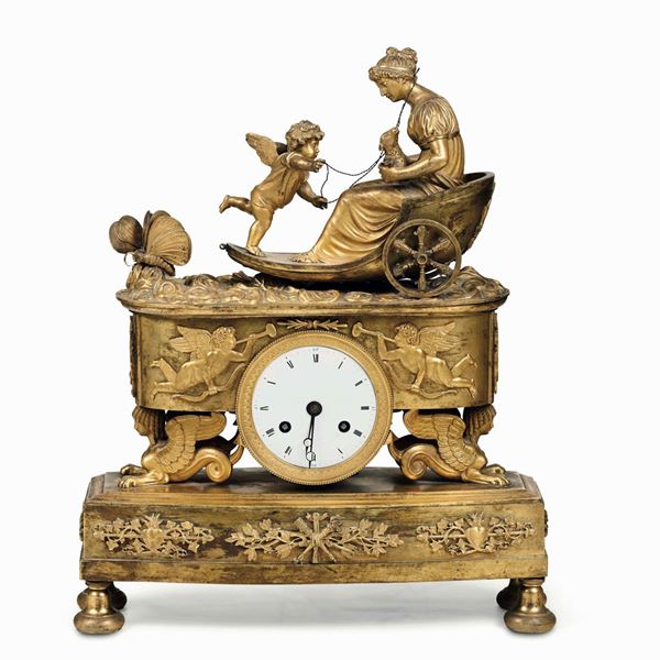 Pendola in bronzo e metallo dorato. Francia, XIX secolo