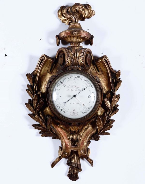 Barometro con quadrante firmato: A. F. Hoyez, horlgere du Roy, a Paris.