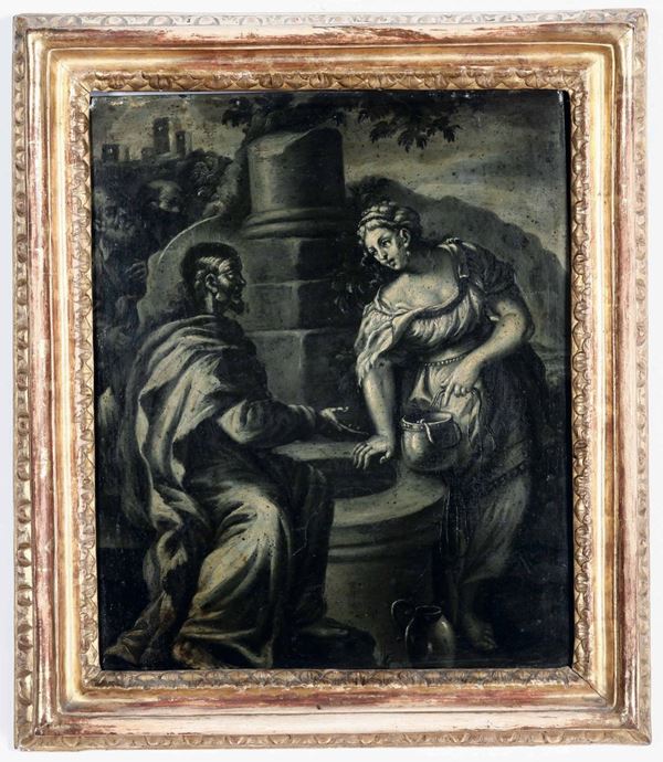 Scuola del XVII secolo Cristo e la Samaritana al pozzo