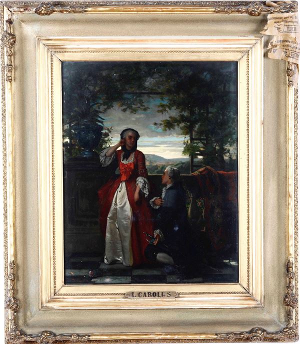 Pittore del XIX secolo Scena di corteggiamento