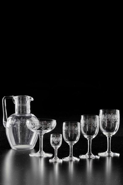 Servizio di Bicchieri “sévigné” Francia, Manifattura Baccarat, Inizio del XX Secolo