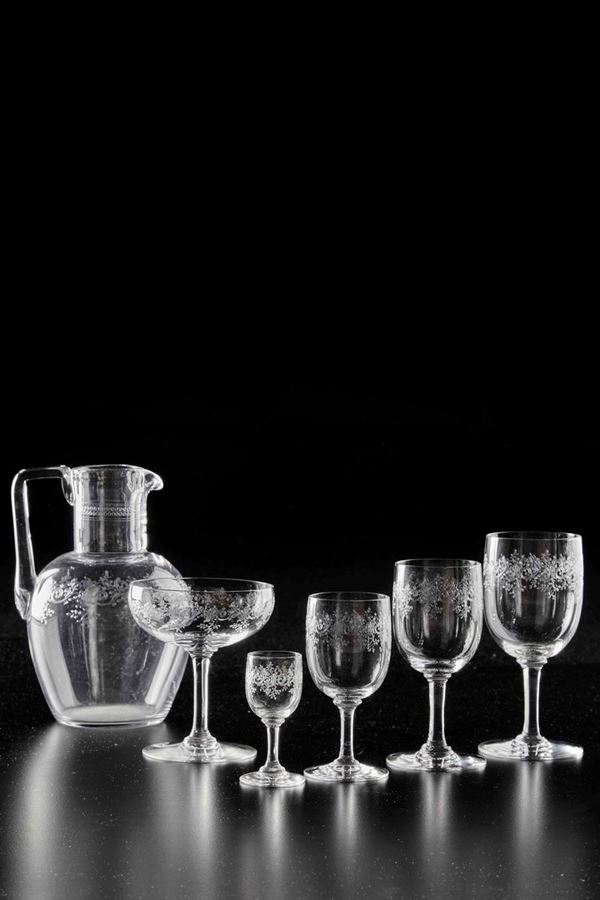Servizio di bicchieri “Sévigné” Francia, Manifattura Baccarat, inizio del XX secolo