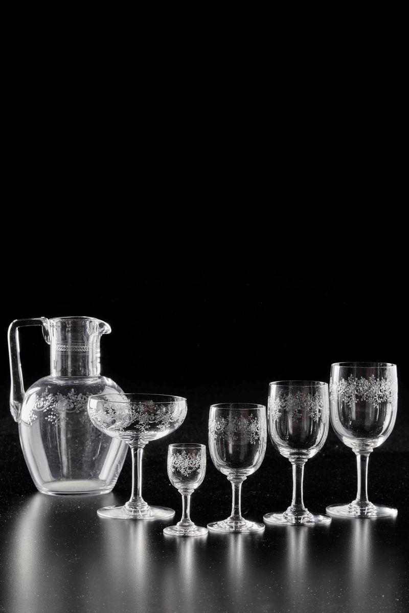Servizio di bicchieri “Sévigné” Francia, Manifattura Baccarat, inizio del XX secolo  - Asta L'Art de la Table - Cambi Casa d'Aste